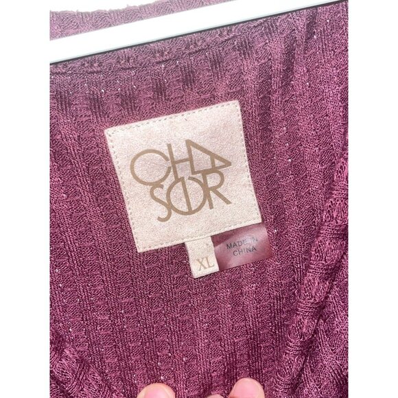 Chaser Burgundy Thermal Waffle Long-Sleeve  Women's Top Size XL - Picture 4 of 8